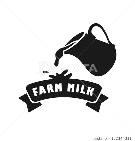 A graphic showcasing the importance of environmental conservation. The design features a milk pitcher pouring fresh milk, illustrating the connection between organic farming and eco-friendliness. 132344331