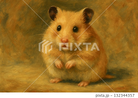 ゴールデンハムスター　ハムスター　油彩画 132344357