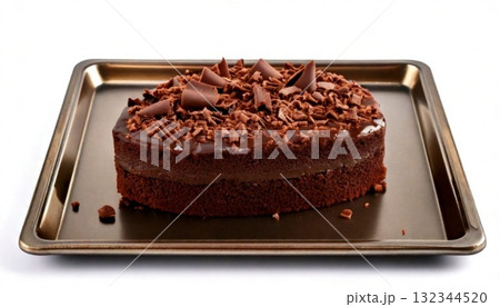 chocolate cake with chocolate glaze 132344520