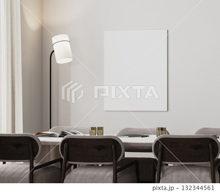 blank canvas in meeting room interior with long desk,modern chairs and floor lamp, 3d render blank canvas in meeting room interior with long desk,modern chairs and floor lamp, 3d render 132344561