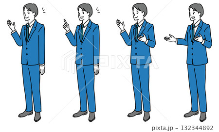 説明するビジネスマンのイラストセット 説明するビジネスマンのイラストセット 132344892