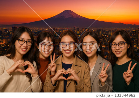 ニュウマン高輪より富士山方面の街並みを望む　 132344962