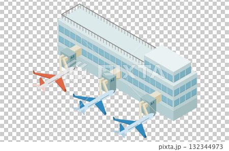 等軸測圖：機場和飛機 132344973