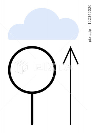 Cloud, magnifying glass, upward arrow indicating growth. Ideal for cloud computing, data search, technology innovation, internet services, digital growth analysis forecasting. Line metaphor Cloud, magnifying glass, upward arrow indicating growth. Ideal for cloud computing, data search, technology innovation, internet services, digital growth analysis forecasting. Line metaphor 132345026