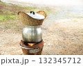 streamed cooked stove for making sticky rice on hot stove in 132345712