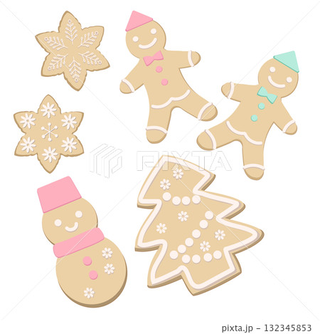 かわいいジンジャークッキーのイラスト 132345853