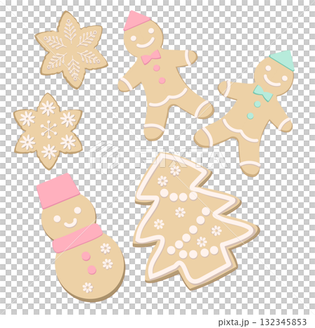 かわいいジンジャークッキーのイラスト 132345853