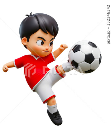 サッカーをする元気な少年 サッカーをする元気な少年 132346342