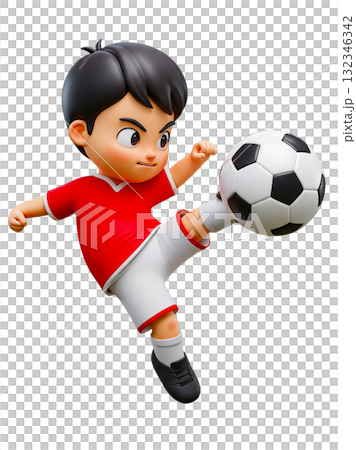 サッカーをする元気な少年 サッカーをする元気な少年 132346342