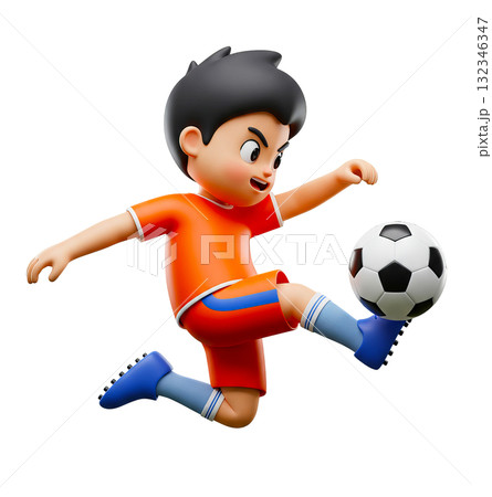サッカーをする元気な少年 サッカーをする元気な少年 132346347