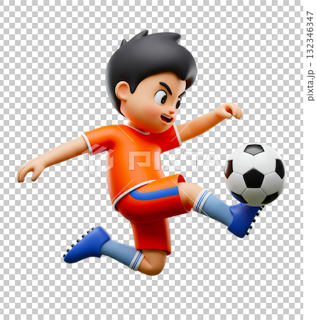 サッカーをする元気な少年 サッカーをする元気な少年 132346347