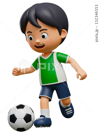 サッカーをする元気な少年 サッカーをする元気な少年 132346353