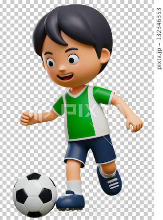サッカーをする元気な少年 サッカーをする元気な少年 132346353