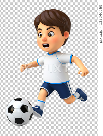 cheerful boy playing soccer 132346369