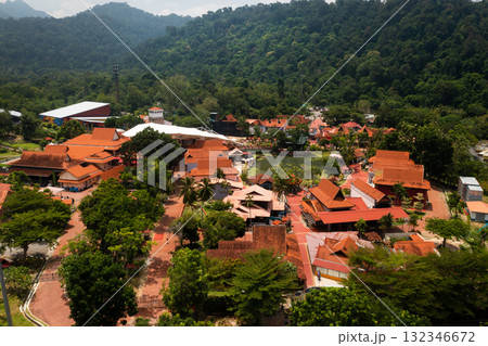 View of the traditional village of Oriental Village, surrounded by lush greenery and scenic scenery on Langkawi Island. Malaysia View of the traditional village of Oriental Village, surrounded by lush greenery and scenic scenery on Langkawi Island. Malaysia 132346672