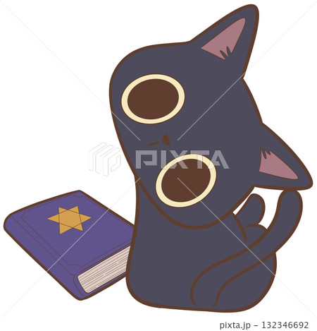 Black cat and magic book Black cat and magic book 132346692