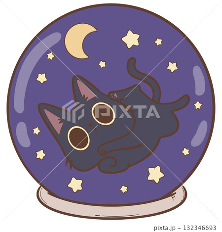 Black cat and marble Black cat and marble 132346693