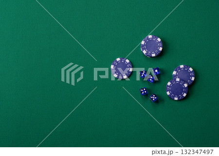 Dice poker game with chips, bets and risk in casino. Dice poker Dice poker game with chips, bets and risk in casino. Dice poker 132347497