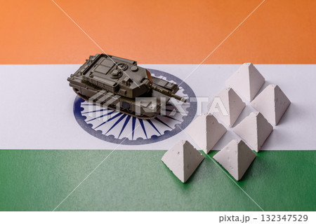 Anti-tank barrier or dragon's teeth made of concrete and iron as a fortification. Dragon's teeth Anti-tank barrier or dragon's teeth made of concrete and iron as a fortification. Dragon's teeth 132347529