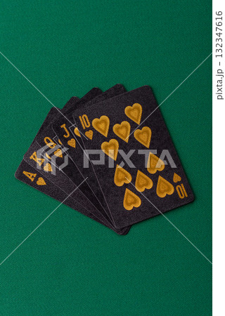 Playing card game poker in casino with chips, bets and risk. Cards and chips Playing card game poker in casino with chips, bets and risk. Cards and chips 132347616