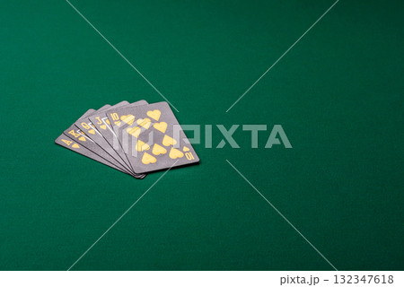 Playing card game poker in casino with chips, bets and risk. Cards and chips 132347618