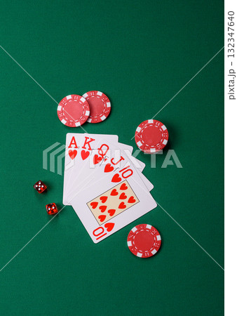 Playing card game poker in casino with chips, bets and risk. Cards and chips Playing card game poker in casino with chips, bets and risk. Cards and chips 132347640