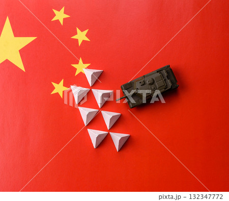 Anti-tank barrier or dragon's teeth made of concrete and iron as a fortification. Dragon's teeth Anti-tank barrier or dragon's teeth made of concrete and iron as a fortification. Dragon's teeth 132347772