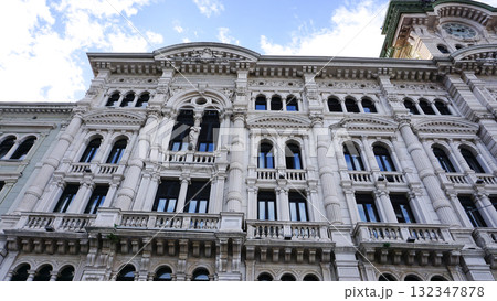 The streets of Trieste with the facades of old and colorful Mediterranean houses. Trieste, Italy 132347878