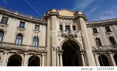 Beautiful view of old facade of building at Messina old city, Sicily Beautiful view of old facade of building at Messina old city, Sicily 132347890