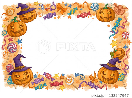 お菓子とお化けカボチャの楽しいハロウィーンイメージ お菓子とお化けカボチャの楽しいハロウィーンイメージ 132347947