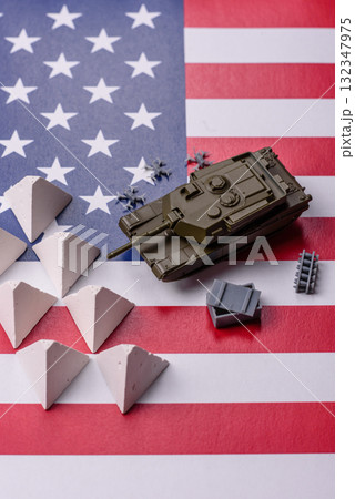 Anti-tank barrier or dragon's teeth made of concrete and iron as a fortification. Dragon's teeth Anti-tank barrier or dragon's teeth made of concrete and iron as a fortification. Dragon's teeth 132347975