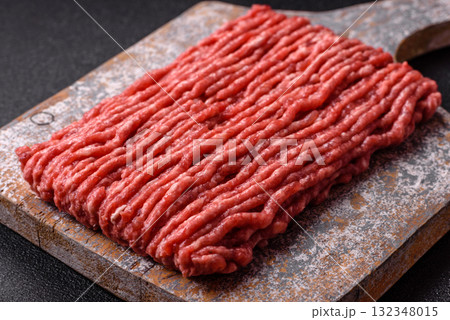 Raw minced beef or pork, ground meat for burgers. Raw minced meat 132348015