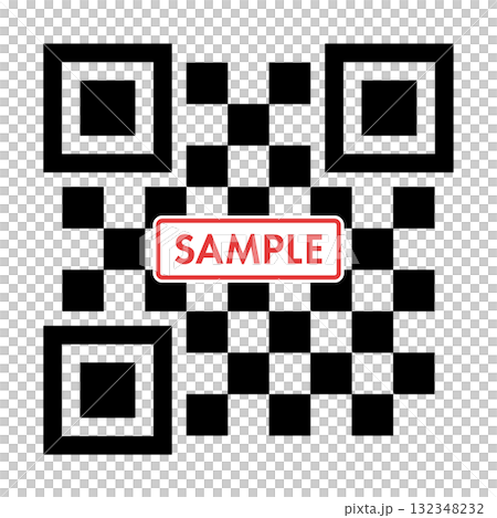 "SAMPLE" lettering and a simple deformed QR code - illustration material of a dummy two-dimensional code 132348232