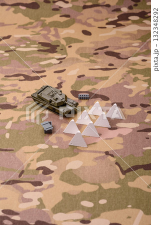 Anti-tank barrier or dragon's teeth made of concrete and iron as a fortification. Dragon's teeth 132348292