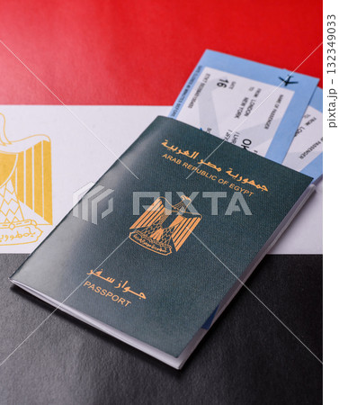 Egyptian passport for travelling, flying and doing business. Egypt document, id 132349033