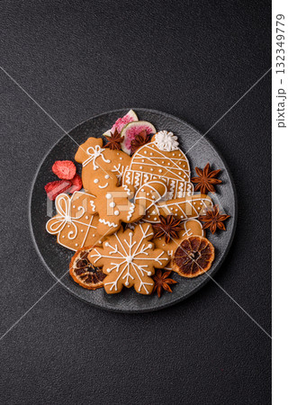 Christmas gingerbread, food for winter holidays, holiday table decoration. Christmas gingerbread Christmas gingerbread, food for winter holidays, holiday table decoration. Christmas gingerbread 132349779
