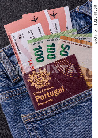 Portugal citizen passport, travel visa document, immigration or tourism. Portuguese passport 132349959