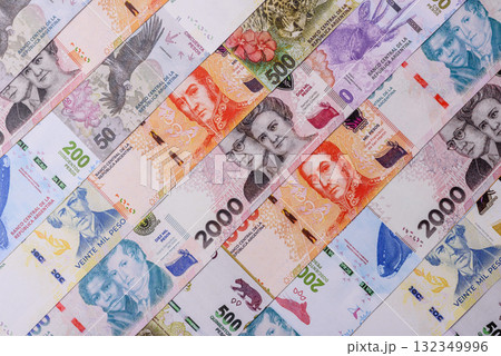 Argentina paper money, peso banknotes as currency for exchange or travel. Argentina money 132349996