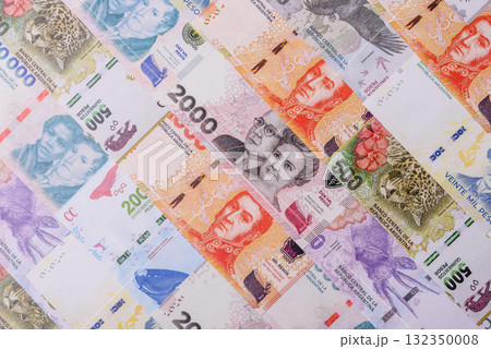 Argentina paper money, peso banknotes as currency for exchange or travel. Argentina money 132350008