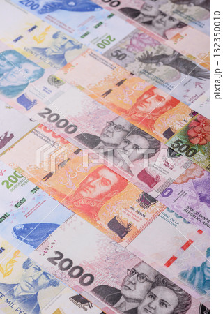 Argentina paper money, peso banknotes as currency for exchange or travel. Argentina money Argentina paper money, peso banknotes as currency for exchange or travel. Argentina money 132350010