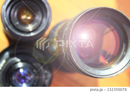 Photographic lens. Modern camera lenses with reflections. Modern camera lenses with reflections 132350078