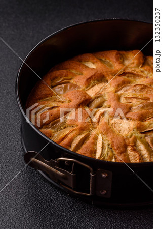 Apple or pear sweet pie for Halloween, hot baking in autumn. Apple pie 132350237