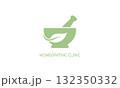 Homeopathic clinic mortar and pestle with leaf, isolated on white background vector design 132350332