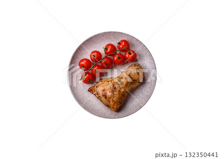 Chicken leg, quarter grilled with spices and rosemary. Chicken leg 132350441