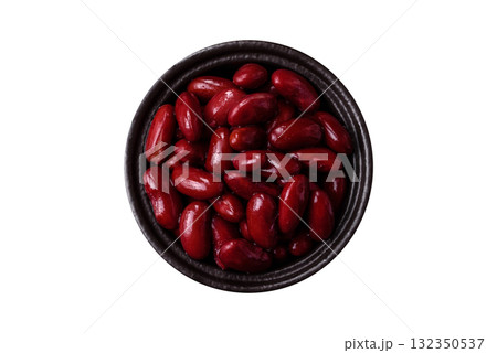 Red beans canned as an ingredient for cooking healthy or vegetarian food. Canned beans 132350537