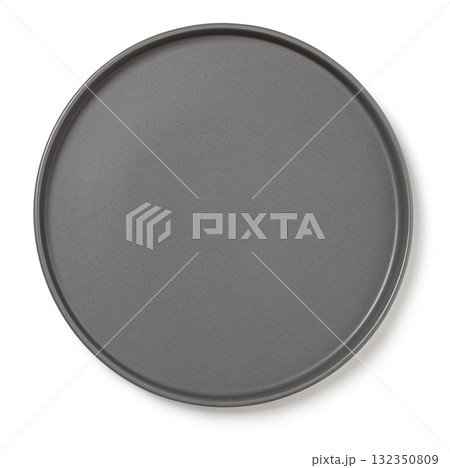 Round nonstick pizza pan baking tray kitchenware isolated Round nonstick pizza pan baking tray kitchenware isolated 132350809