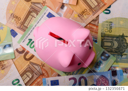 Cash money, euro paper banknotes for business transactions, financial background. Euro banknotes 132350871