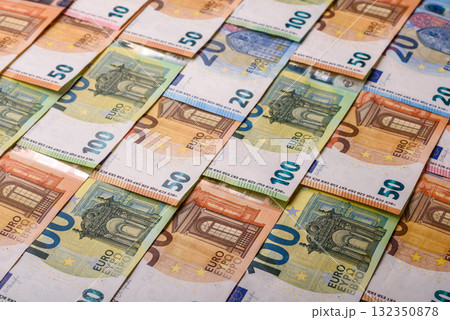 Cash money, euro paper banknotes for business transactions, financial background. Euro banknotes Cash money, euro paper banknotes for business transactions, financial background. Euro banknotes 132350878