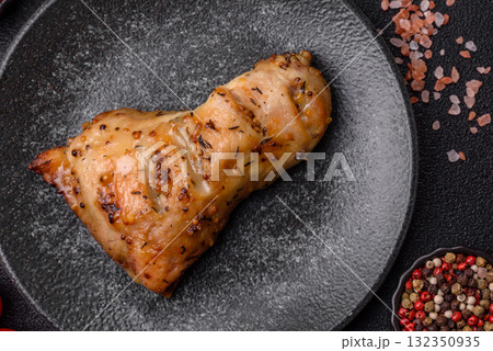 Chicken leg, quarter grilled with spices and rosemary. Chicken leg 132350935