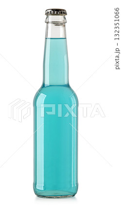 Glass bottle with blue liquid soft drink Glass bottle with blue liquid soft drink 132351066